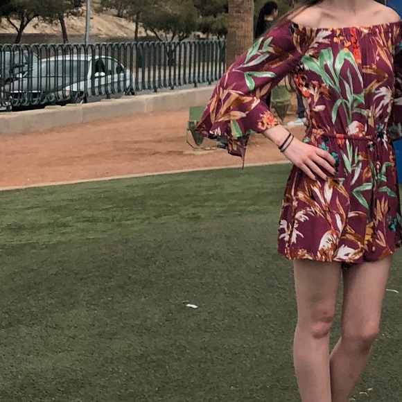 Off the shoulder, floral, romper - Picture 2 of 2